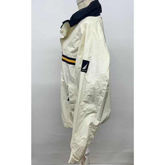 Vintage 90s Nautica Mens XL Sailing Windbreaker Raincoat NS-83 Hooded White - Picture 3 of 15